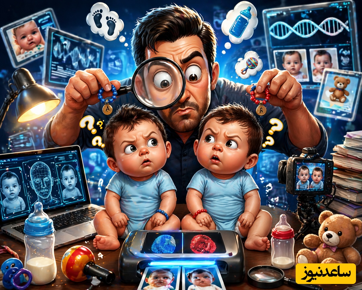 خلاقیت حماسه‌آفرین یک پدر برای شناسایی بچه‌های دوقلویش فضای مجازی رو ترکوند / این  دیگه آخره نابغه بوده