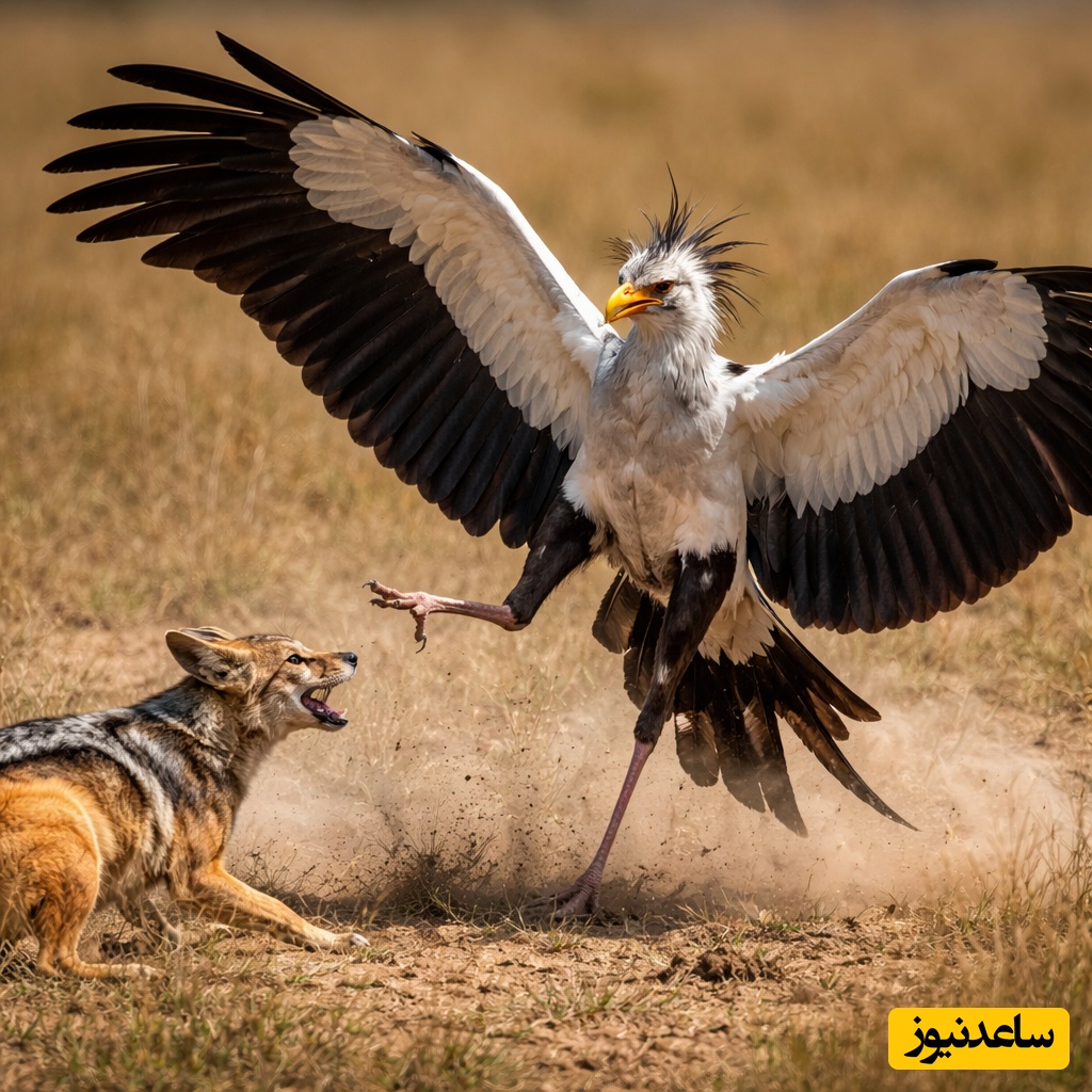 (ویدئو) ویژه علاقه مندان به مستند حیات وحش حیوانات/ راز بقا، این داستان:حال گیری از شُغال به سبک مرغ منشی