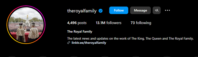 صفحه اینستاگرام خانواده سلطنتی