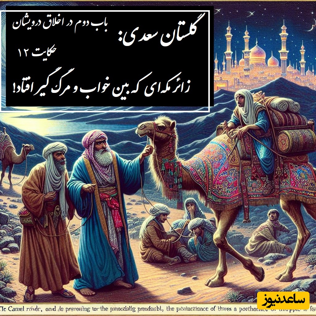 حکایت گلستان سعدی: زائر مکه‌ای که بین خواب و مرگ گیر افتاد / باب دوم در اخلاق درویشان حکایت شماره 12 + فایل صوتی و نسخه‌های قدیمی