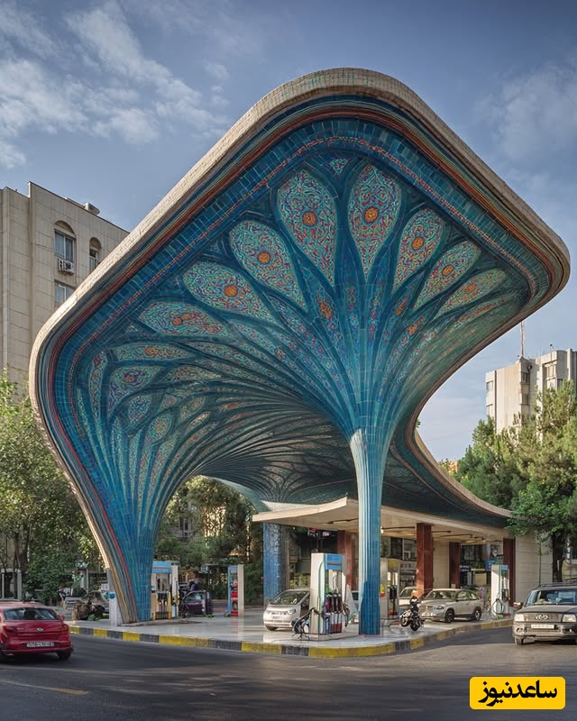 درخشش عجیب‌ترین طراحی جایگاه سوخت افسانه‌ای و الهام از سبک هنر اسلامی ایرانی بی‌نظیر / شاهکار معماری دنیا که همه را مات و مبهوت خودش کرد + عکس