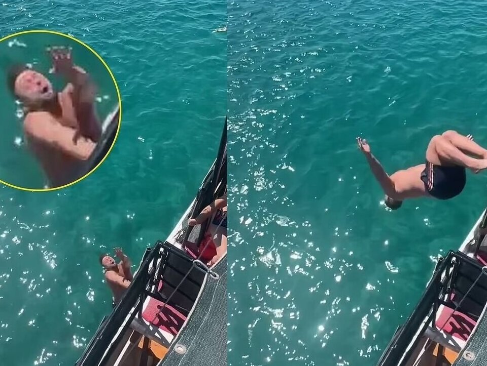 (ویدئو) لحظه وحشتناک برخورد صورت یک گردشگر به دیواره قایق!