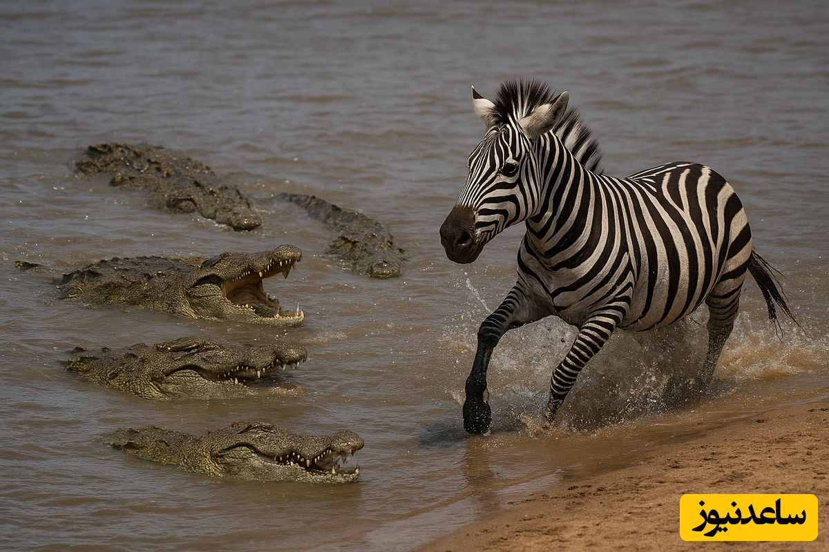 حیات وحش ؛ مستند حیات وحش حیوانات / 
نبرد دیدنی یک گورخر در محاصره چند تمساح در رودخانه!