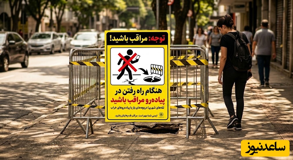 ویدیو هولناک از بلعیده شدن یک زن وسط پیاده‌رو در کسری از ثانیه / مراقب زیر پایتان باشید🚫