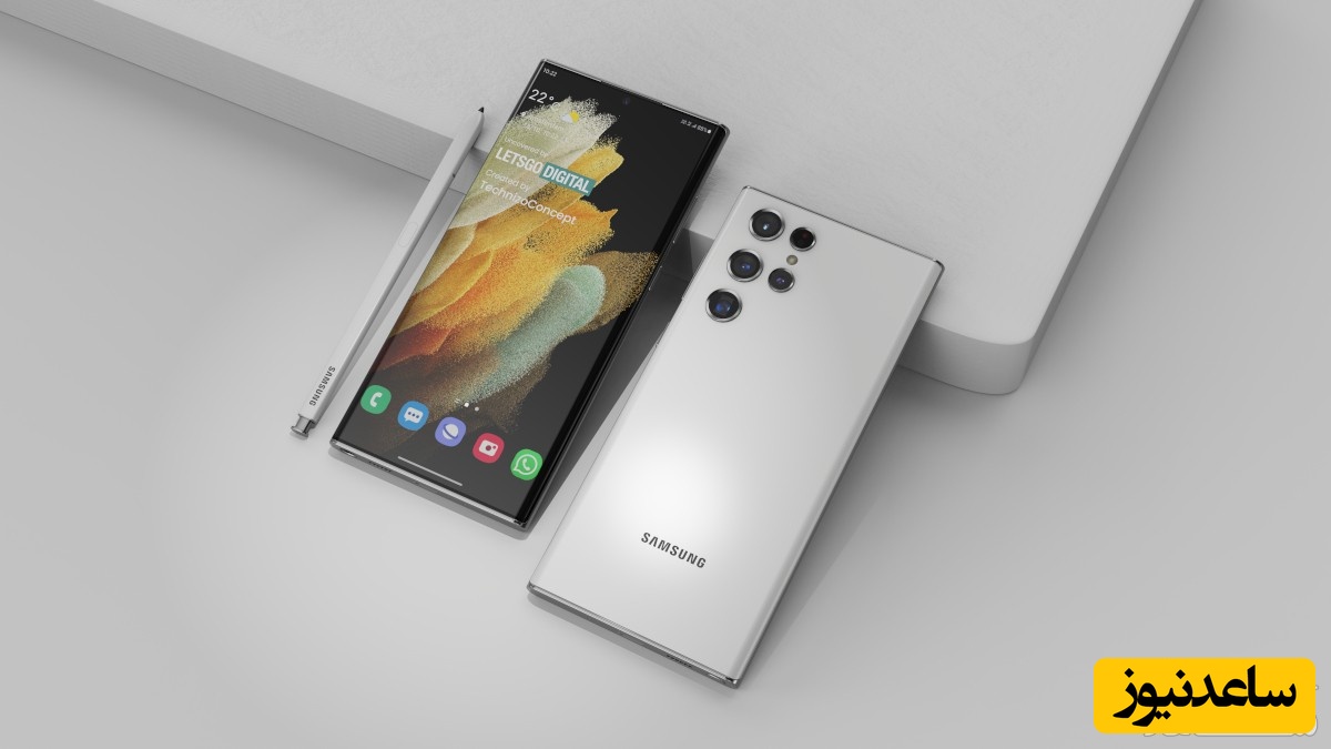 تصویر قاب گلکسی S22‌ اولترا طراحی ماژول دوربین آن را نشان می‌دهد