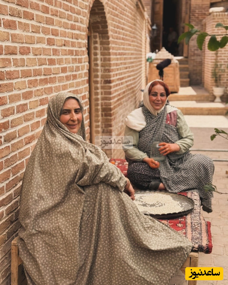 دورهمی بهنوش بختیاری و کلفت نوکر های عمارت بصیر الملک و خانم خانوما در پشت صحنه سریال «بامداد خمار»+عکس