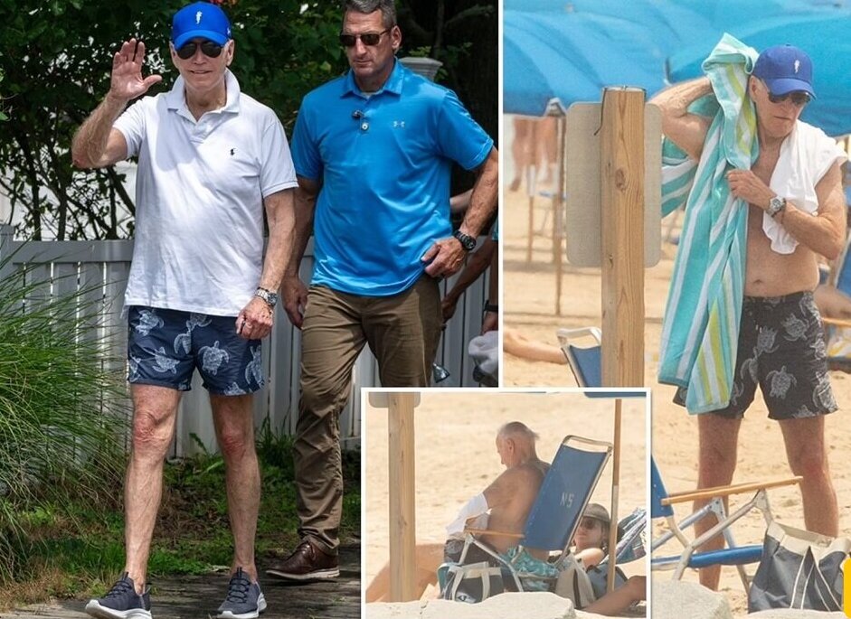 (عکس) آفتاب گرفتن جو بایدن و همسرش در ساحل دریا