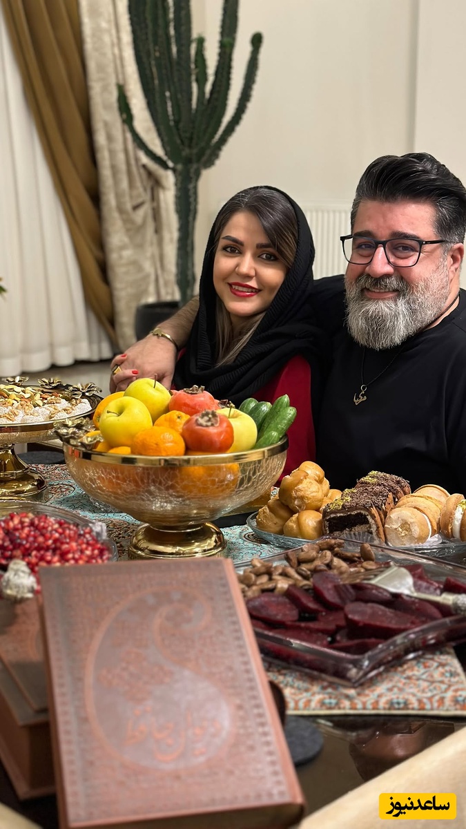نگاهی به چیدمان میز یلدایی مجلل و با اصالت مهدی یغمایی در منزل / پشت صحنه شوخی های یلدایی مهدی یغمایی و همسرش نگار که چندان عاشقانه هم نبود😂