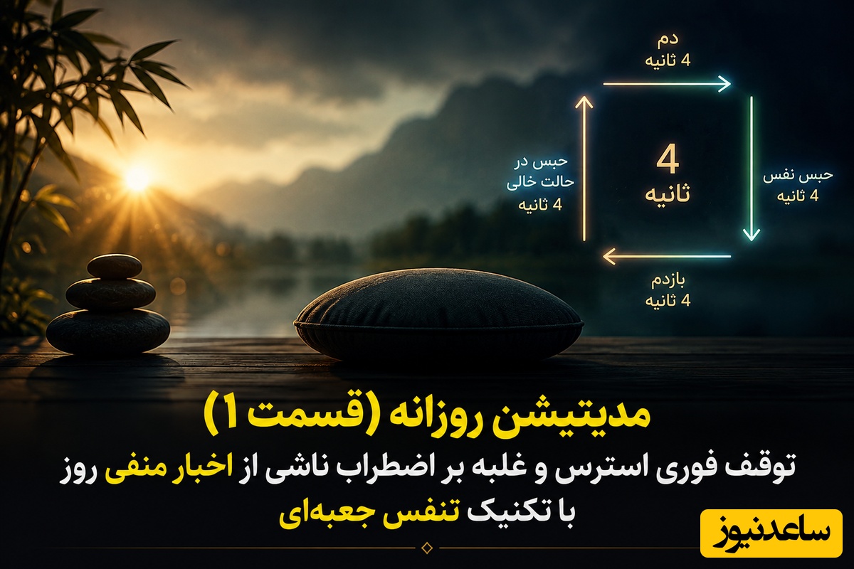 مدیتیشن روزانه (قسمت 1)؛ توقف فوری استرس و غلبه بر اضطراب ناشی از اخبار منفی روز با تکنیک تنفس جعبه‌ای