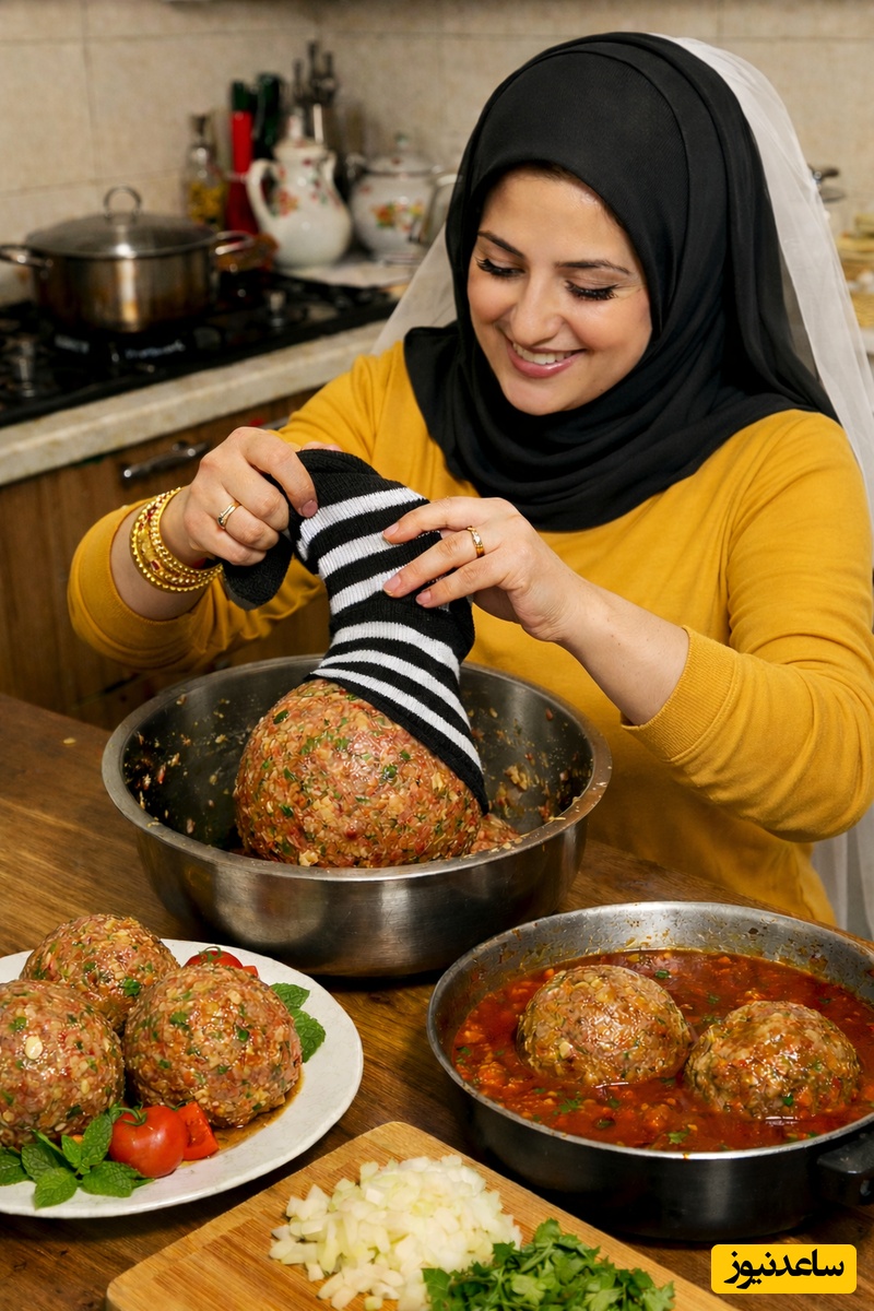 خلاقیت خنده دار تازه عروس تبریزی برای پختن کوفته تبریزی با استفاده از لنگه جوراب چرک جاری اش اشتهای همه رو کور کرد/ ستار خان و باقرخان تسلیت😂+عکس