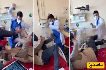 ببینید؛ لحظه حمله وحشیانه یک پزشک به بیمار روی تخت بیمارستان