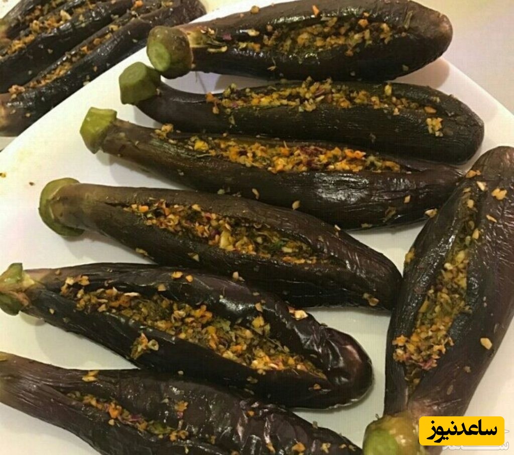 طرز تهیه ترشی بادمجان شکم پر خوشمزه+ عکس
