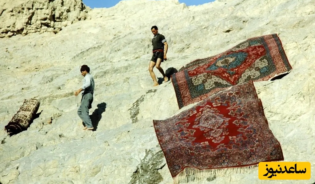 قاب نوستالژی؛ نگاهی خاطره‌انگیز به شستن قالی در چشمه‌علی شهرری، 70 سال پیش