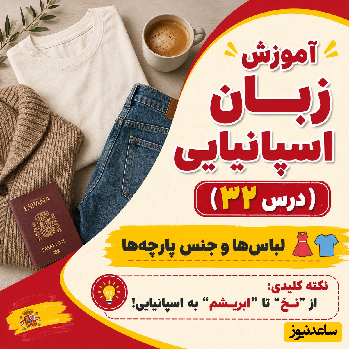 آموزش صفر تا صد زبان اسپانیایی؛ درس 32: انواع لباس‌ها و جنس‌ها