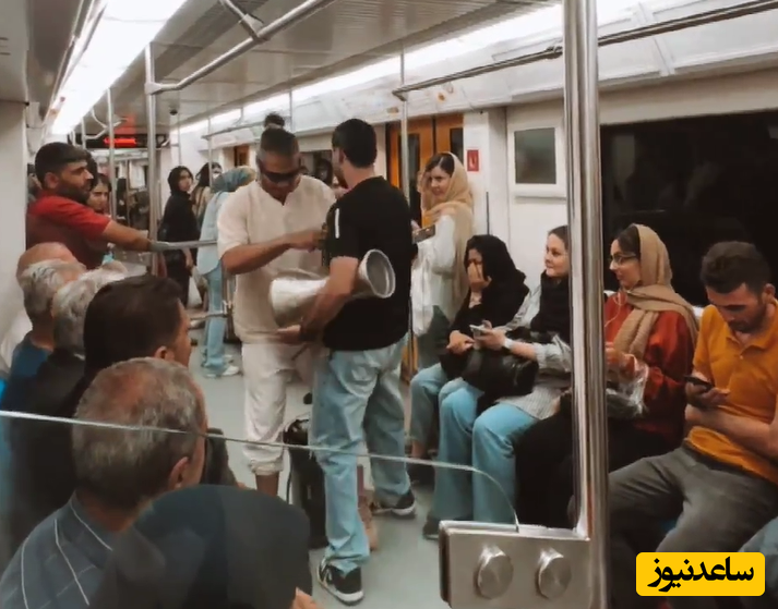 ویدئو جالب از اجرای باحال یک جوان خوش صدا در متروی تهران برای حمایت از خانوم گل فروش!