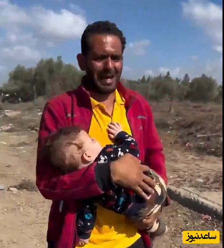 شیون و ضجه مرد فلسطینی در فراق 27 عضو از خانواده اش که شهید شده اند+فیلم