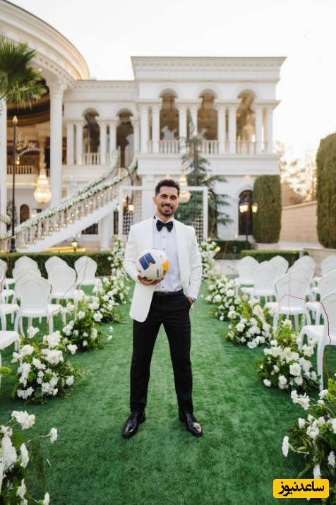 نگاهی به چیدمان جشن عروسی پرطمطراق امید عالیشاه و همسرش نگین مزین به پیراهن پرسپولیس و تابلو خوش آمدگویی +فیلم