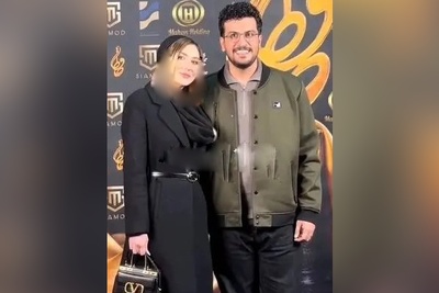 رونمایی امیرحسین قیاسی از همسرش در جشن حافظ+ استایل پارادوکس زوج هنرمند