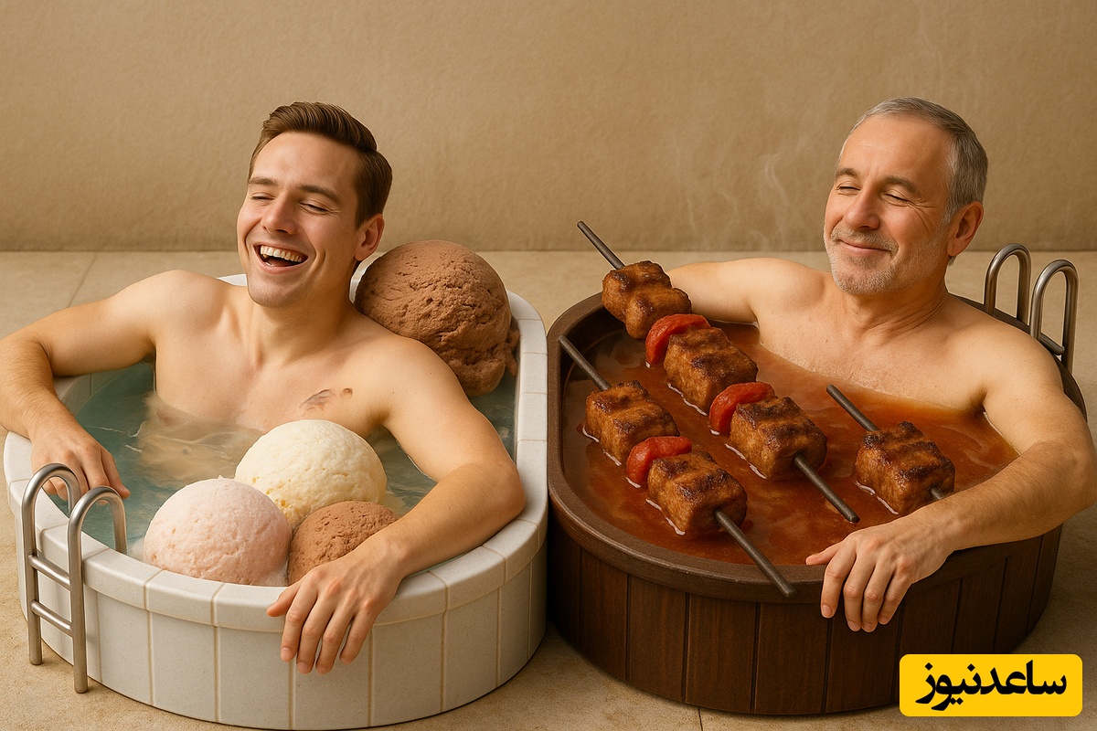 دوس داری تو کدوم استخر شنا کنی؟ بستنی یا کباب؟ بگو ببینم تو چند اسکوپ زنده می‌مونی😂 +ویدیو