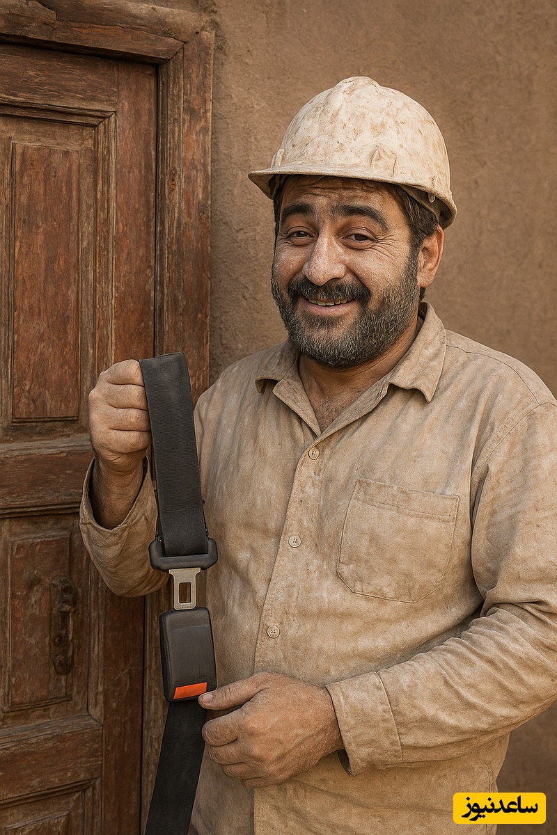 خلاقیت خنده دار و تحسین برانگیز اوستا بنای ایرانی در تعمیر در با کمربند پراید حماسه ساز شد/ هنر نزد ایرانیان است و بس!