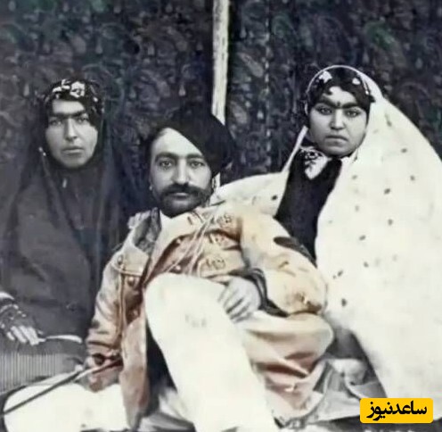 تصویری جالب از شمس‌الدوله همسر ناصرالدین‌ شاه؛ با سبیل و ابروهای پیوسته همراه با دستبند و گردبند مرواریدی
