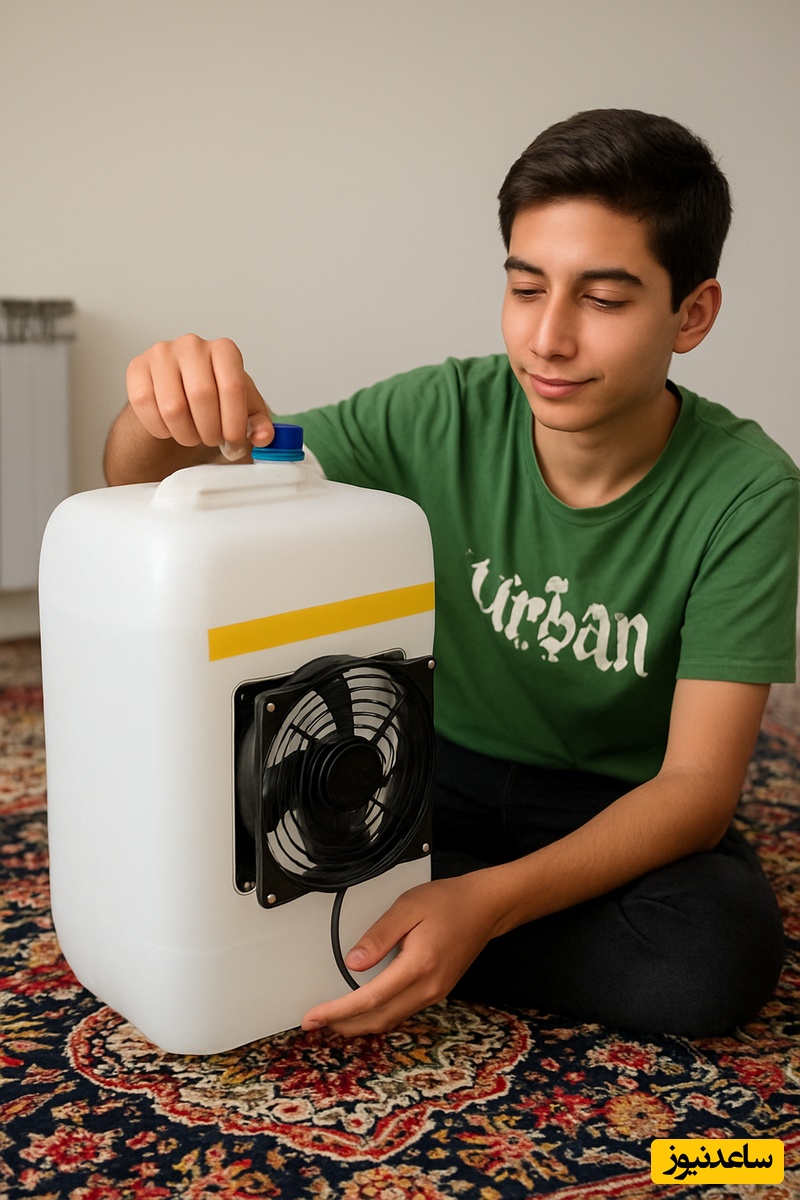 خلاقیت تحسین برانگیز دانش آموز ایرانی در ساخت کولر آبی با کمترین امکانات و فقط با یک گالن آب حماسه آفرید/ هنر نزد ایرانیان بوده و ادامه خواهد داشت