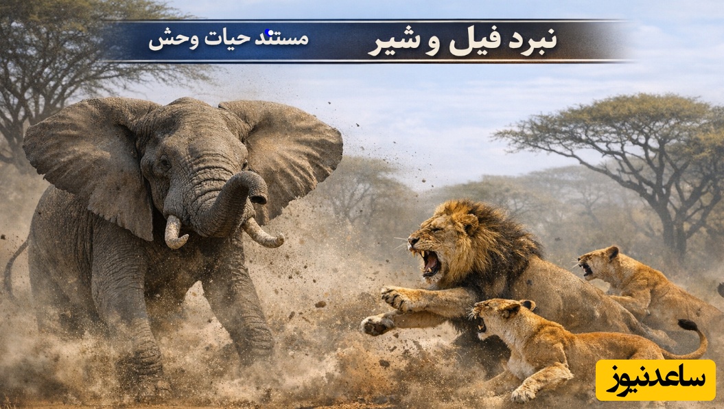 (ویدئو) مستند حیات وحش حیوانات/ نبرد فیل و شیر
