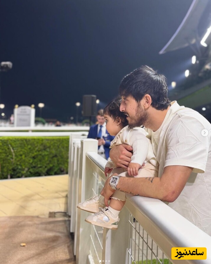 استایل کژوال و خوشرنگ سردار آزمون در جشن تولد 1 سالگی دخترش، نوا/ وااای چه بادکنک آرایی شیک و درجه یکی😍