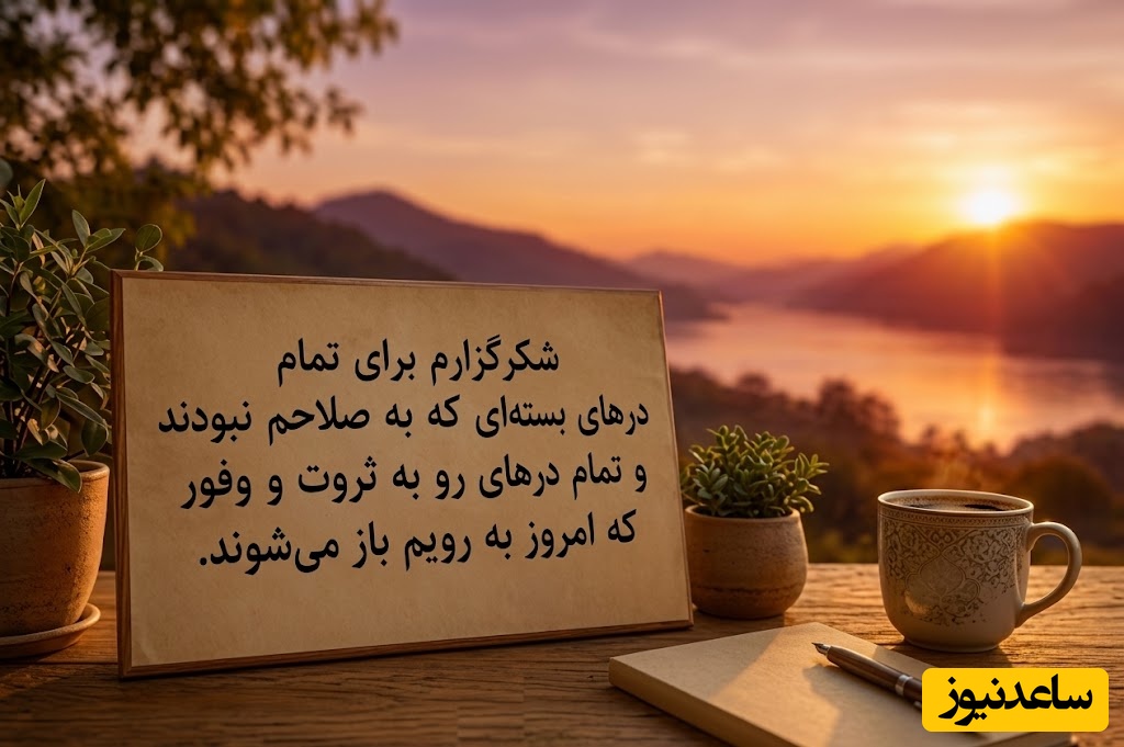 شکرگزاری صبحگاهی/خدایا، در این صبح زیبا دستانم را به سوی تو بلند می‌کنم و از اعماق وجودم سپاسگزار تمام نعمت‌هایی هستم که بی‌هیاهو در زندگی‌ام جاری کرده‌ای / شکرگزاری امروز 1 تیر 1405 + ویدئو