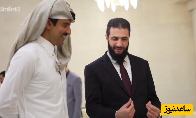 (+فیلم) پارتی دو نفره الجولانی و امیر قطر در خرابه های شام: مأموریت انجام شد!