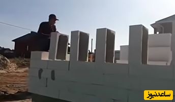 خلاقیت مشاغل؛ ابتکار منحصربفرد بنای باهوش برای چیدن آجرها/ وقتی رشتت فیزیکه ولی پارتی نداشتی و مجبوری بری کارگری کنی ،کارت حرف نداره آجرچین فقط تو بقیه اداتو درمیارن👌😂🤣+ویدیو