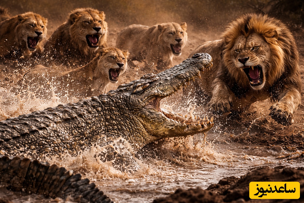 حیات وحش ؛ مستند حیات وحش حیوانات / نبرد تمساح با گله شیرها