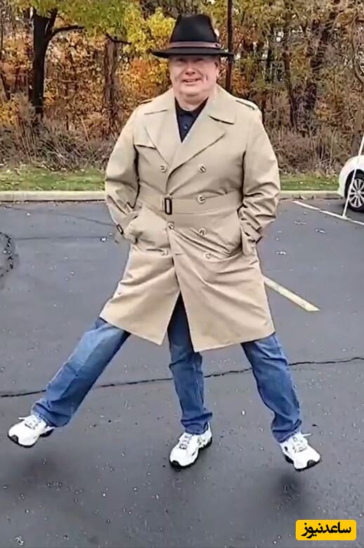(ویدئو) مهارت خنده دار مرد خارجی هنگام راه رفتن با سه پای متحرک!