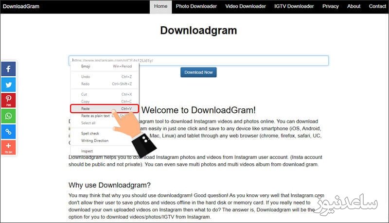 پوستر سایت دانلود از اینستاگرام downloadgram