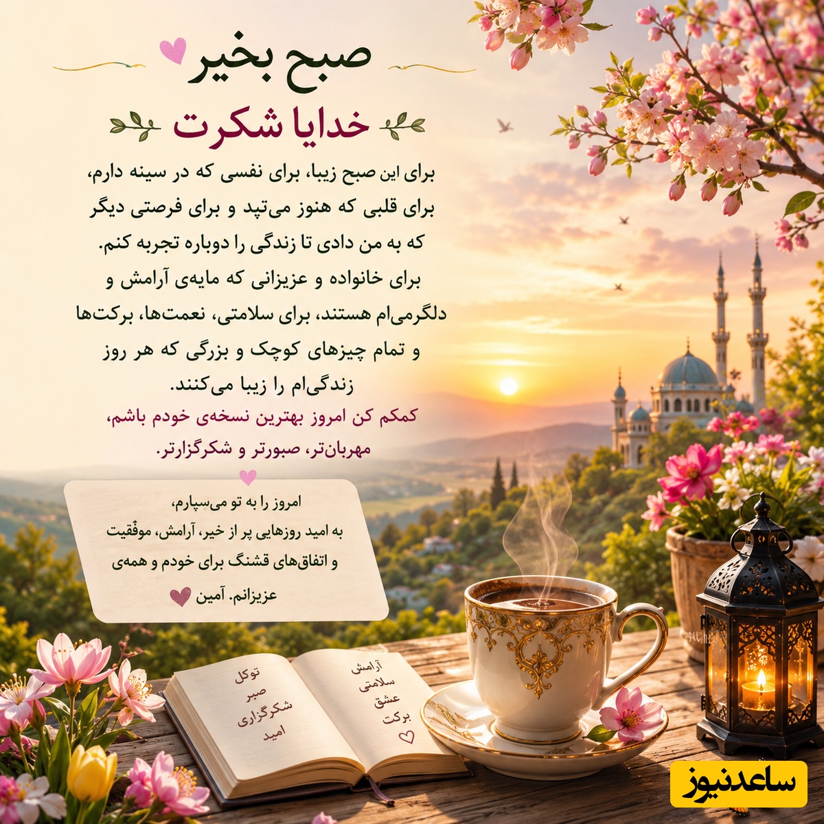 شکرگزاری صبحگاهی/ خدایا شکرت که هنوز عشق در دل‌ها جریان دارد، هنوز لبخندها می‌توانند خستگی‌ها را کم کنند و هنوز مهربانی ارزشمندترین دارایی انسان‌هاست / شکرگزاری امروز 28 خرداد 1405 + ویدئو