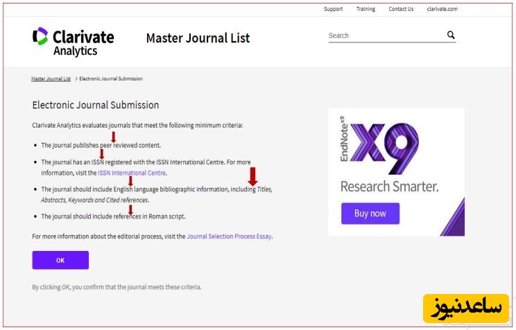 ویژگی نشریات الکترونیکی ارزیابی شده در تامسون رویترز