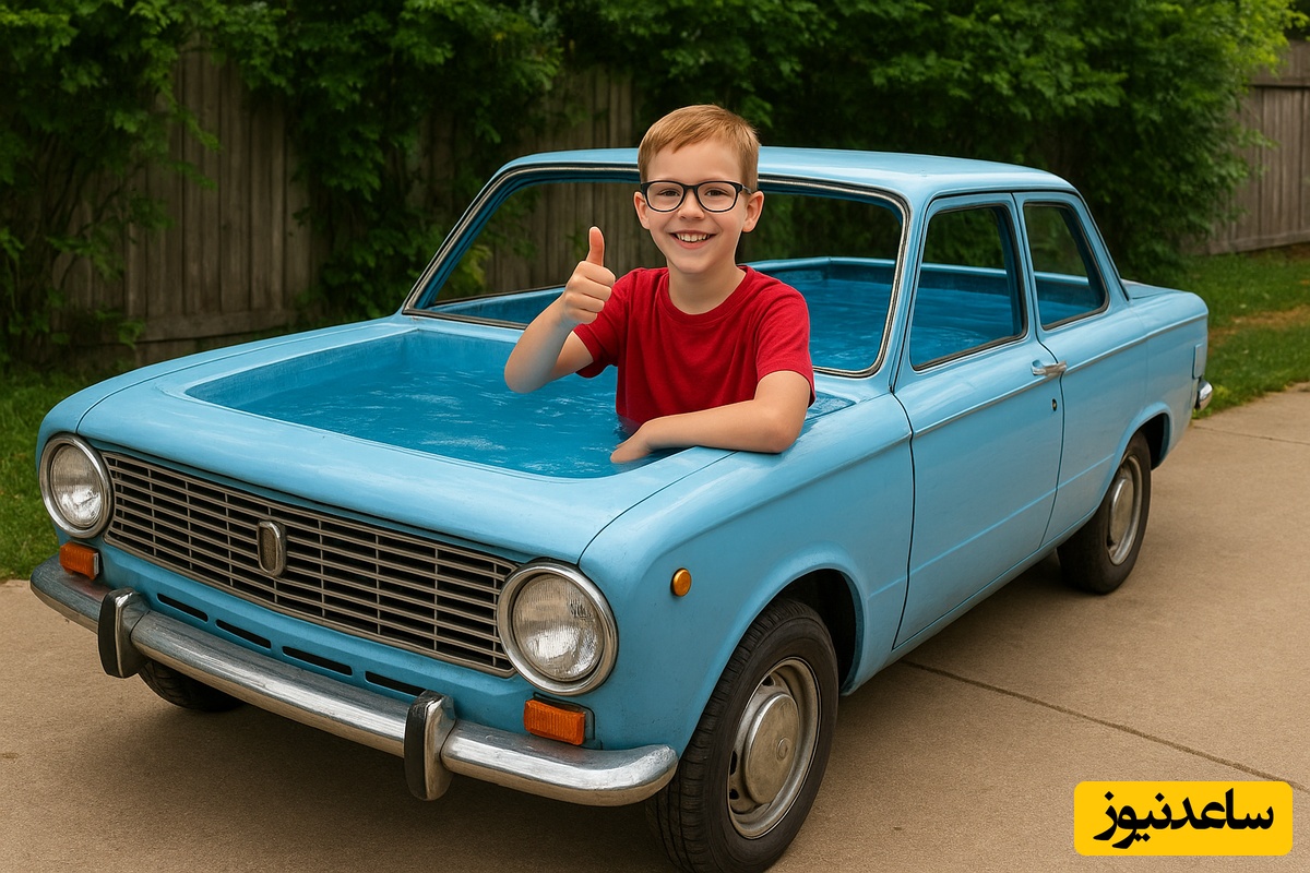 خلاقیت تحسین برانگیز پسر زرنگ برای تبدیل ماشین پدربزرگش به یک استخر سیار خفن / ایلان ماسک هم تو کف استعداد این جوان موند + ویدئو