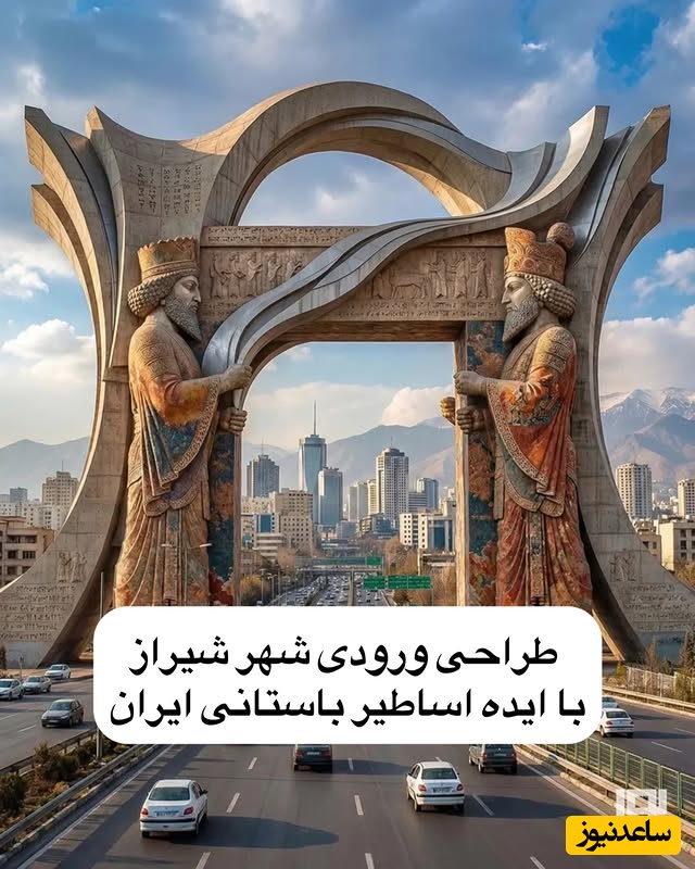 درخشش عجیب‌ترین طراحی ورودی شهر شیراز با ایده اساطیر باستانی ایران و هخامنشیان / شاهکاری که مرز بین باستان و مدرنیته را از بین برد + عکس