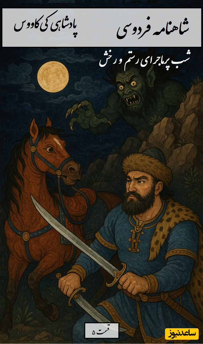 شاهنامه خوانی با ساعدنیوز: شب پرماجرای رستم و رخش؛ نبردی که تاریخ حماسه ایران را ساخت / پادشاهی کی‌کاووس- بخش 5؛ برون رفت پس پهلو نیمروز + متن صوتی و معنی اشعار