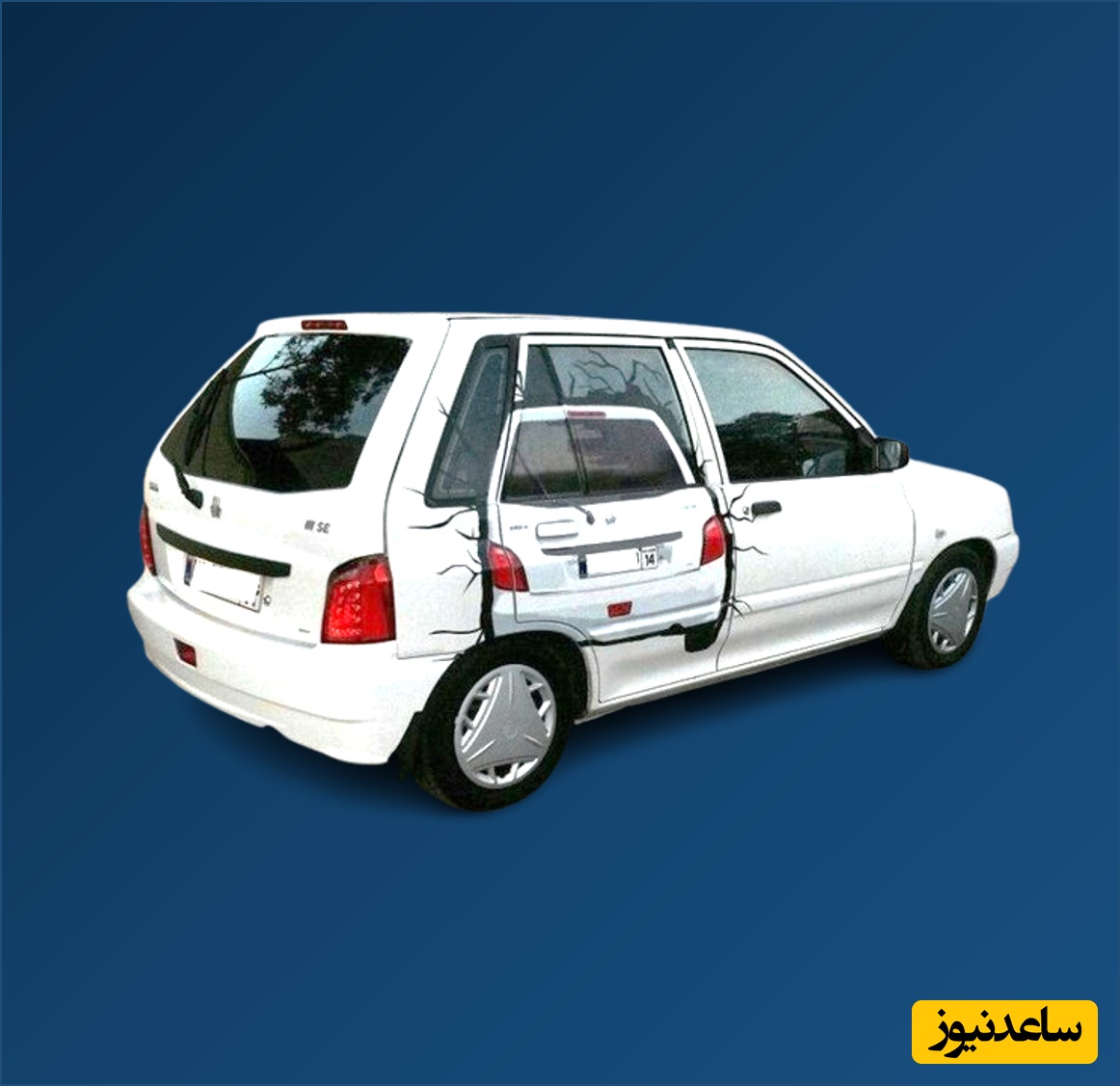 (عکس) هدف قرار دادن یک پراید با تانک توسط نیروی زمینی و له کردن پراید زیر پا / جنگه مگه؟!