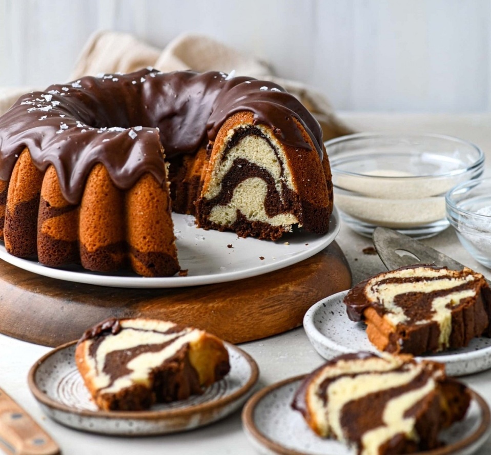 (ویدئو) طرز تهیه گام به گام کیک ماربل؛ رقصی از طعم وانیل و شکلات در هر برش!