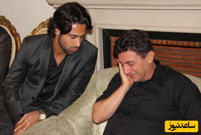 حال و هوای آشفته و جگرسوز قلعه نویی بعد فوت مادرش با صورت اشکبار و پای گچ گرفته/ حضور چهره های ورزشی در عمارت لوکس و باکلاسش+عکس