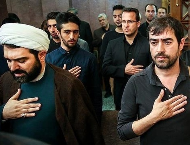 شهاب حسینی، الهام حمیدی و پریچهر قنبری در مراسم تشییع پیکر همسر شهید «عباس بابایی»