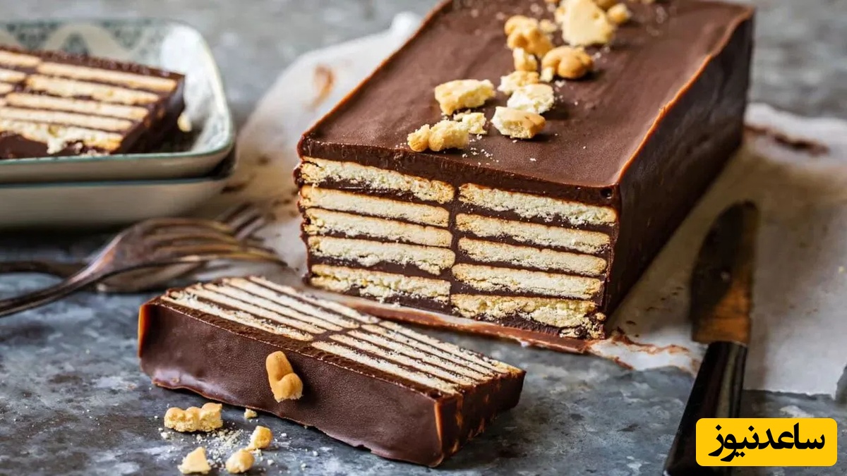 شیرینی بدون فر / طرز تهیه کیک یخچالی بیسکویتی خوشمزه فقط با چند قلم مواد اولیه ساده + ویدئو