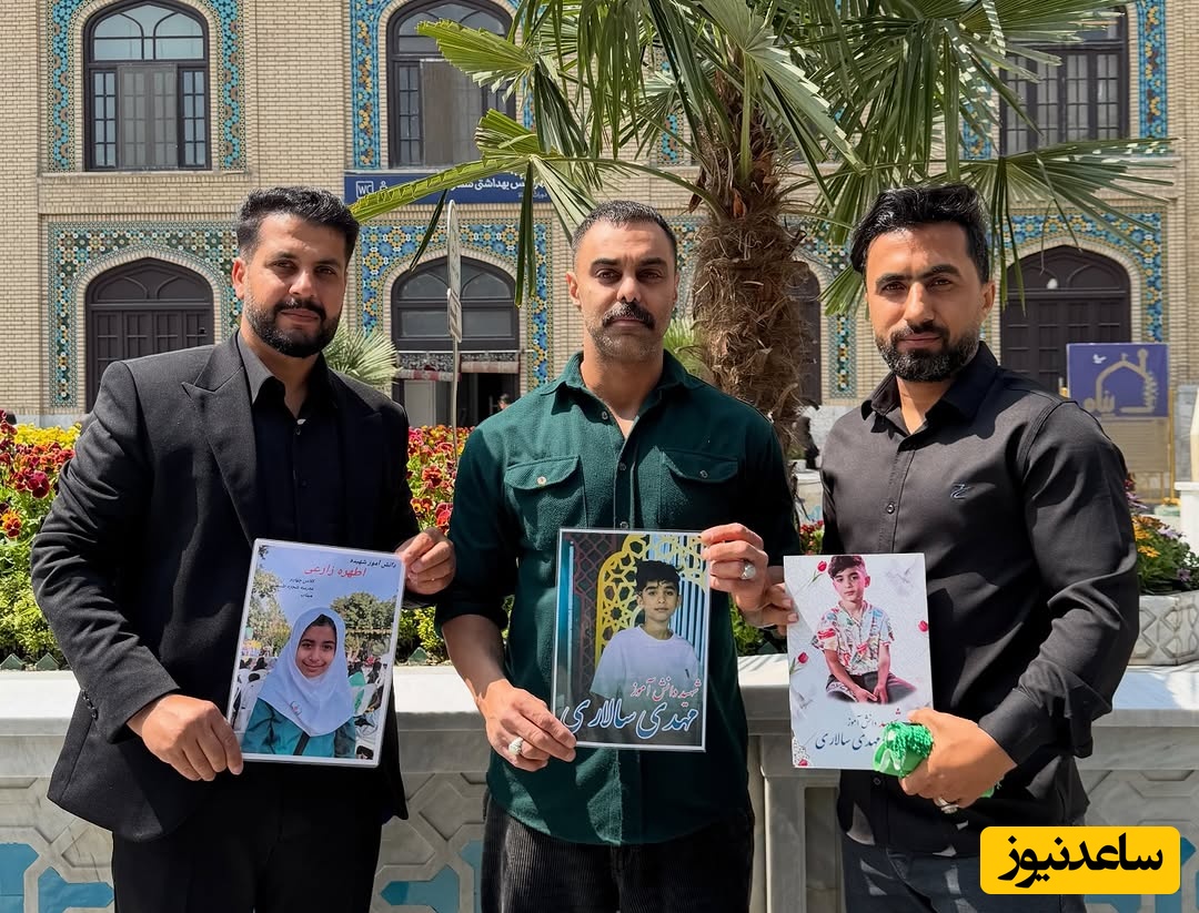 حضور مهدی ماهانی آرنولد سینمای ایران در⁨ مراسم غبارروبی ضریح مطهر آقام امام رضا در کناره خانواده شهدای مدرسه میناب+عکس