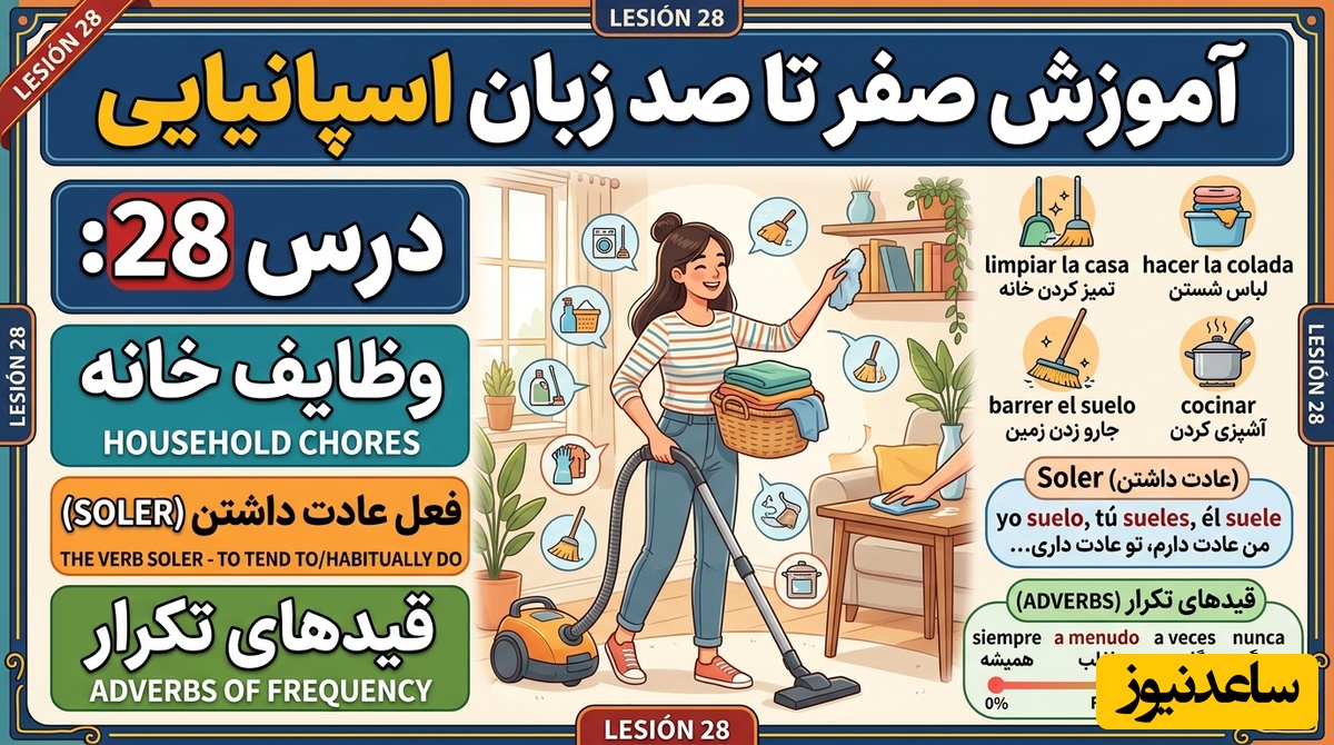آموزش صفر تا صد زبان اسپانیایی؛ درس 28: وظایف خانه، فعل عادت داشتن و قید تکرار در اسپانیایی
