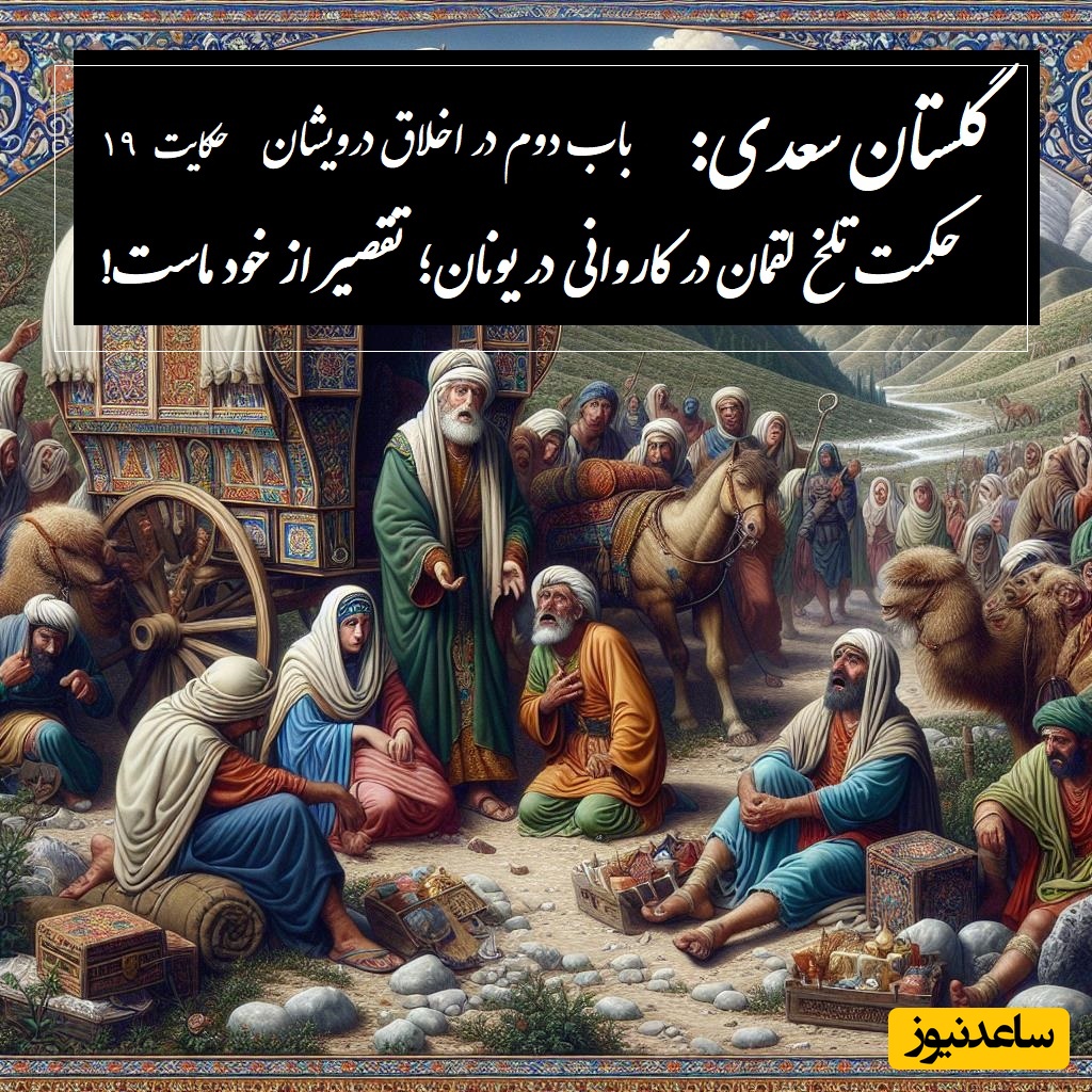 حکایت گلستان سعدی با خسرو شکیبایی: حکمت تلخ لقمان در کاروانی در یونان؛ تقصیر از خود ماست! / باب دوم در اخلاق درویشان حکایت شماره 19 + فایل صوتی و نسخه‌های قدیمی