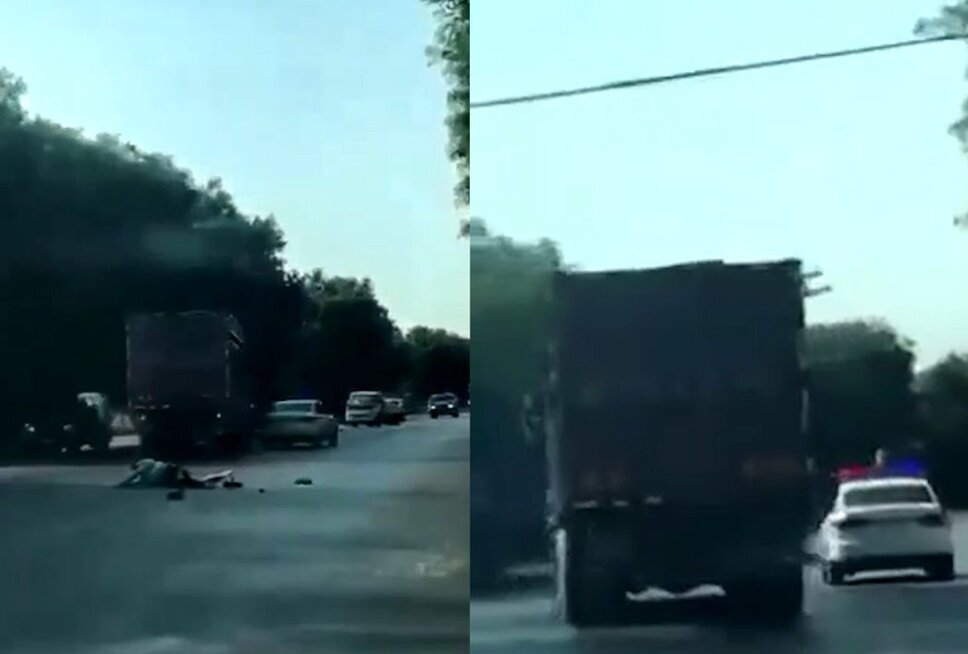 فیلم شوک آور از له شدن مامور پلیس زیر چرخ های کامیون سنگین ! / راننده بی رحمانه تاخت !