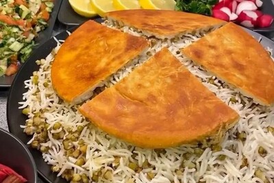 طرز تهیه ماش پلو با ته‌دیگ نون سنگک/ با اختلاف خوشمزه‌ترین پلو مخلوط که انگشتاتونم باهاش میخورین