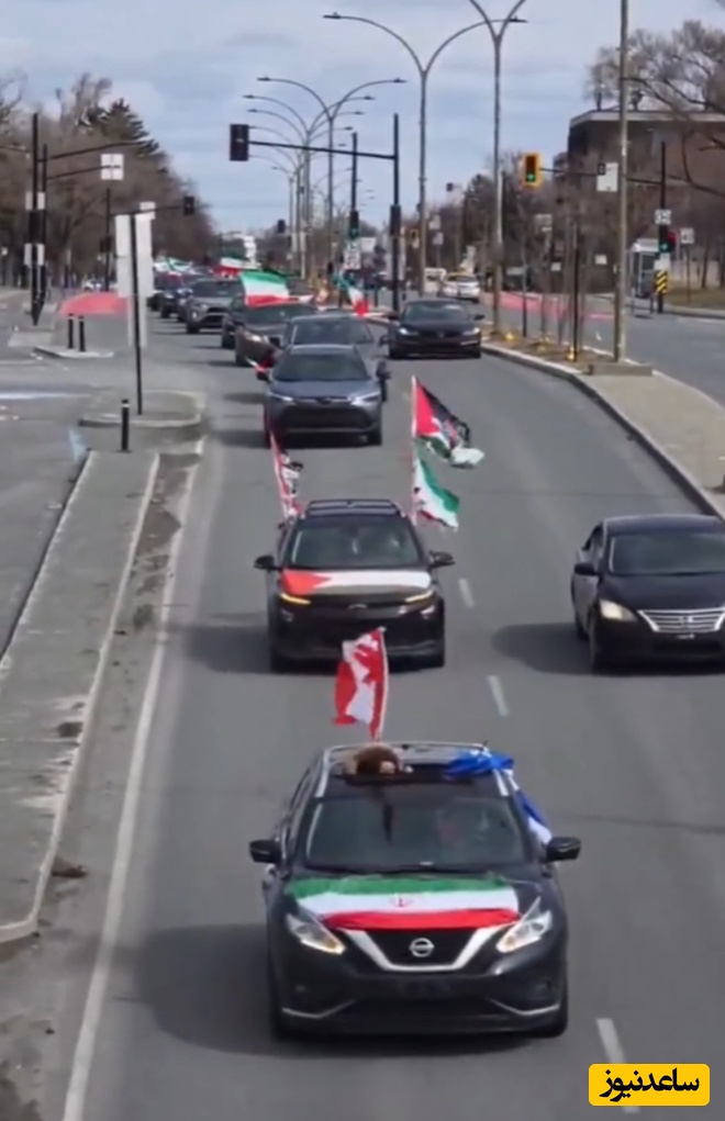 ببینید | کانادا برخاست: کاروان خودرویی در حمایت از ایران با پرچم جمهوری اسلامی زیر گوش آمریکا